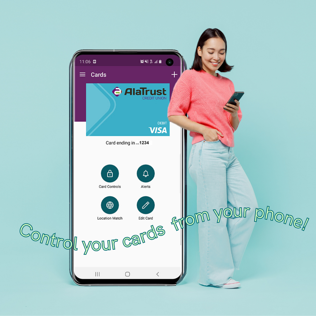 Control your cards from your phone with our Card control app. Click for more info!